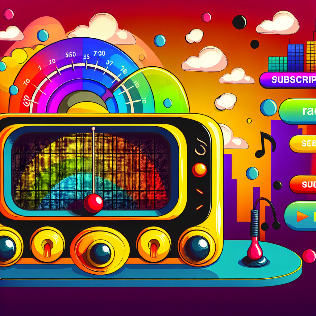 Radio online con opciones de suscripción.