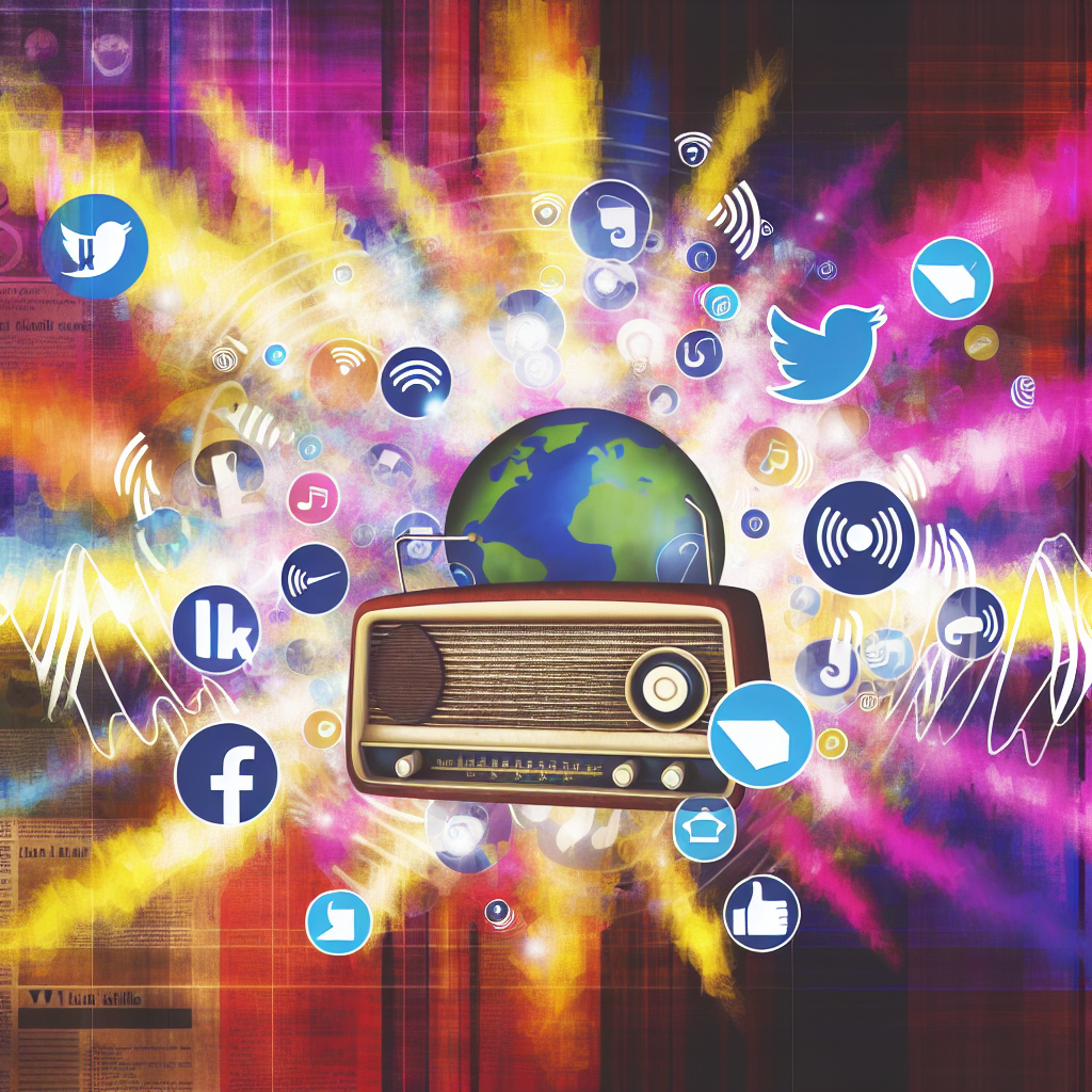 Radio online promocionada en redes sociales.